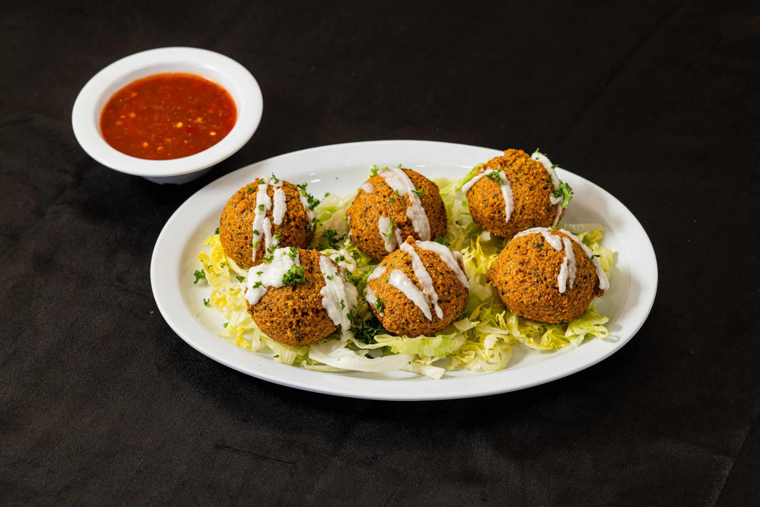 Side of Falafel at Shawarma House SD — side of hand-formed chickpea falafel, fried to order, crisp outside and herb-flecked inside — 100% vegan in Ocean Beach