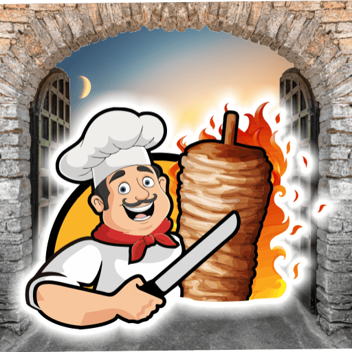 Shawarma House SD Logo (square) Shawarma House SD logo — chef carving shawarma